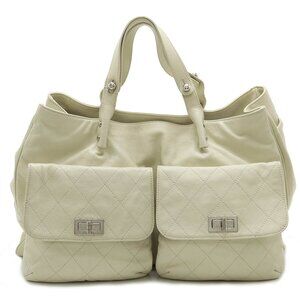 CHANEL White Caviar Leather Tote Bag